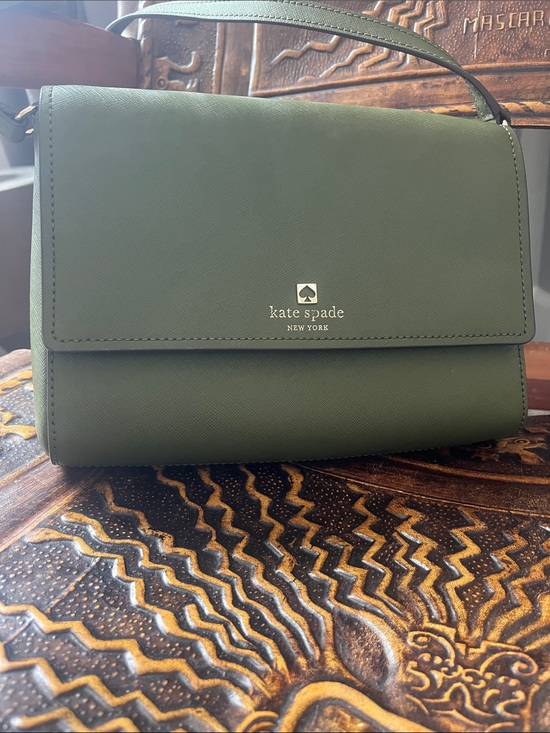 kate spade Handbags - kate spade Olive Green Saffiano Leather Shoulder Bag with Gold Logo